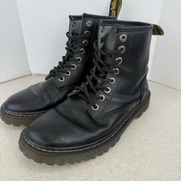 Men Doc Dr Marten Air Wair Awley Black Laced‎ Up Combat Boot size 8 M Soft Toe - Picture 4 of 12